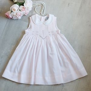 RARE Pink Dress Smocked Friedknit by Feltman Brothers 12 Month Spring LIKE NEW